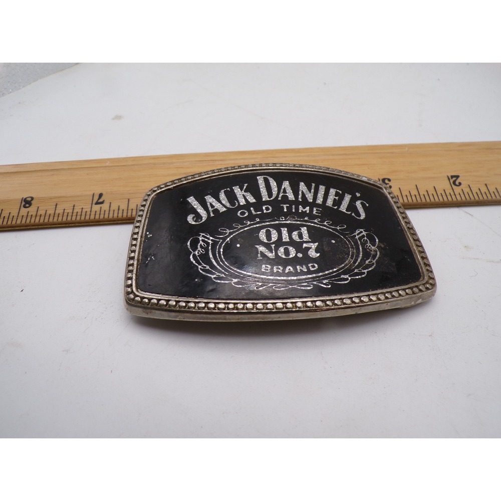 Jack Daniels Old Time Old No 7 Brand Belt Buckle Silver Black Vintage Western